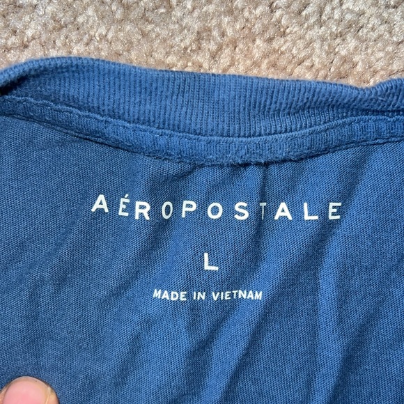 Aeropostale Embroidered Logo Blue Large Short Sleeve T-Shirt - Picture 3 of 3
